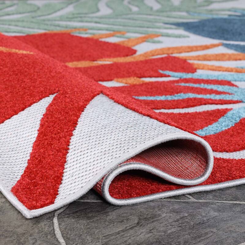 Superior Waikiki Modern Oversized Tropical Leaves Coastal Indoor Outdoor Area Rug