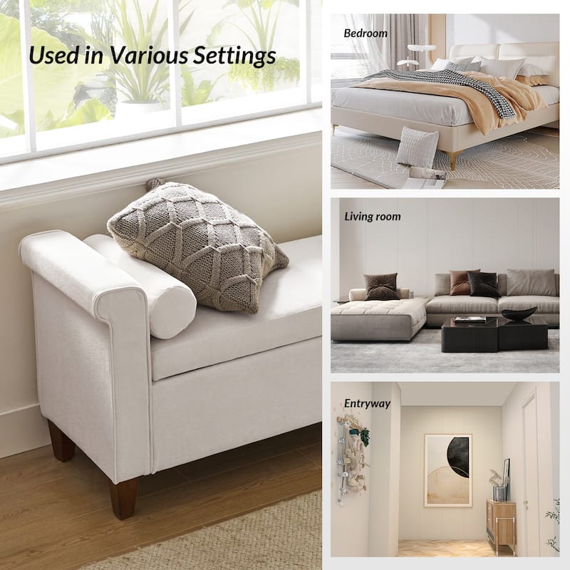 Rita 54.3'' Wide Traditional Storage Bench with 2 Pillows by HULALA HOME