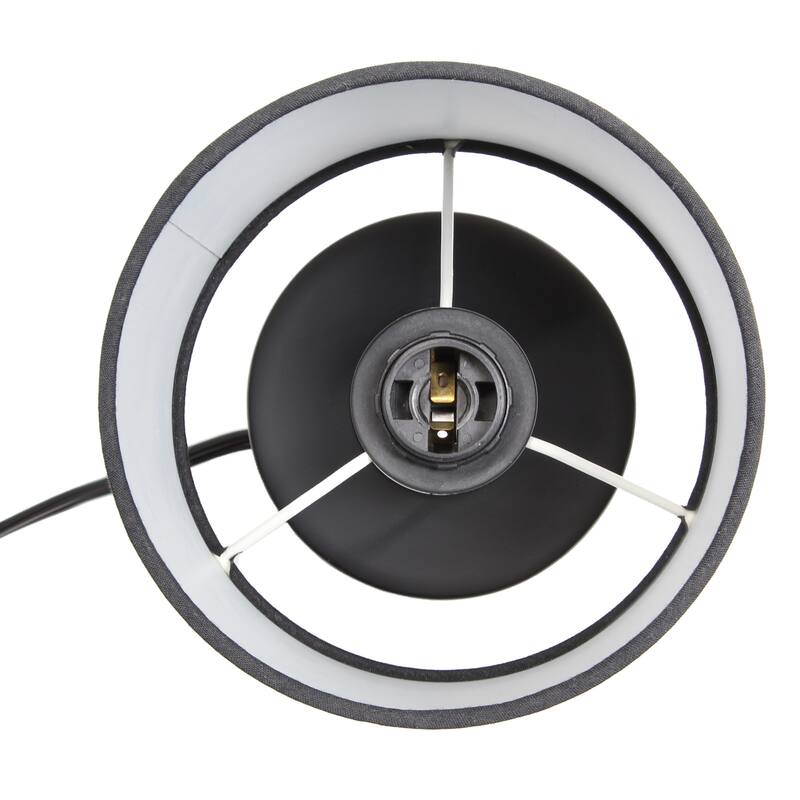 Floral Textured Ceramic Table Lamp with Drum Shade - 10" - Black