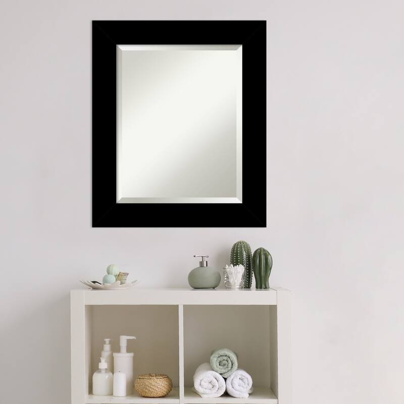 Basic Beveled Wood Framed Bathroom Vanity Wall Mirror