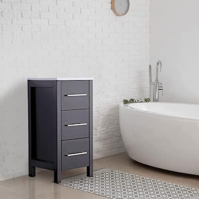 Vanity Art 12" Narrow Bathroom Side Storage Cabinet with Engineered Marble Top - 11.8 W x 18.5 D x 29.1 H