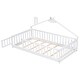 preview thumbnail 10 of 10, White Twin Size Pine Wood House-Shaped Floor Bed with Guardrails