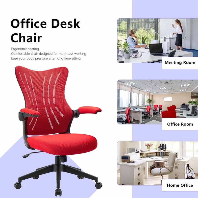 Homall Mid Back Mesh Office Desk Chair - Swivel Task Chair with Flip Arms and Lumbar Support