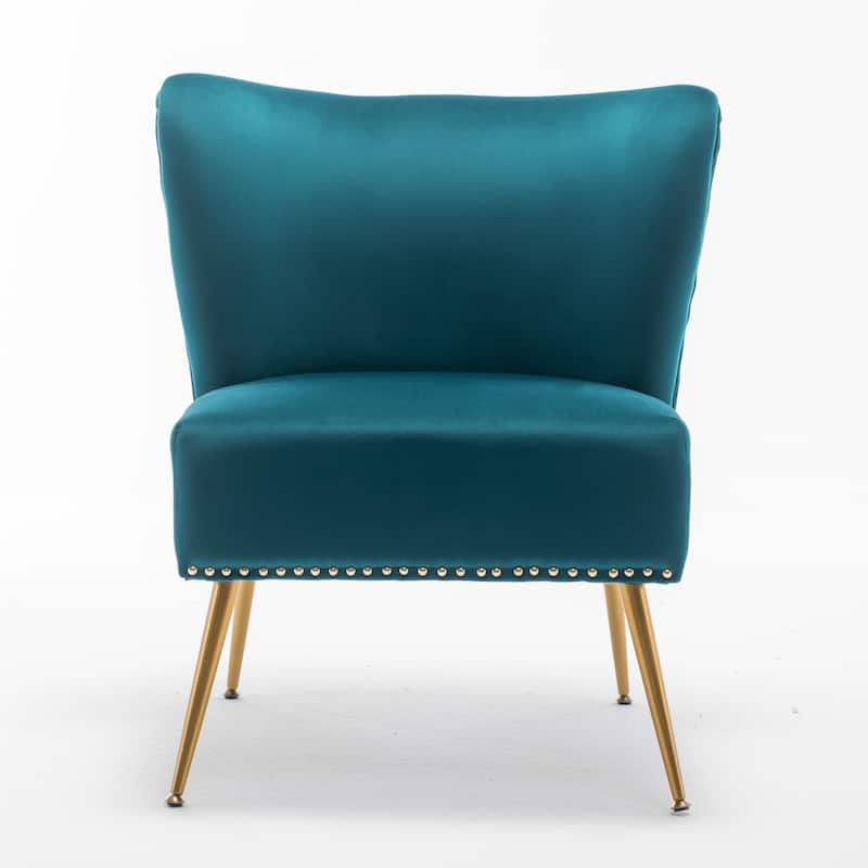 Corisha 25"W Velvet Armless Accent Chair - Bluenish Green