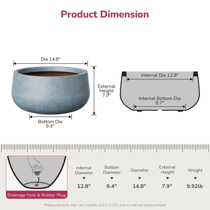 Enhanced Interior Round Concrete Plant Pot/Planter