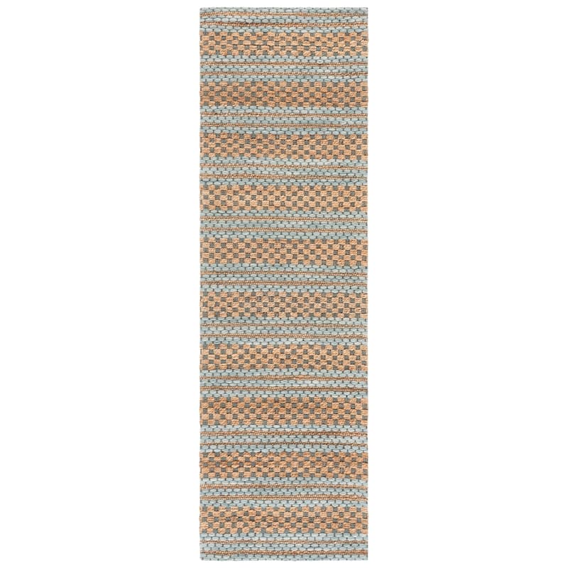 Martha Stewart by SAFAVIEH Handmade Tulia Jute Rug - 2'3" x 8' Runner - Natural/Light Blue