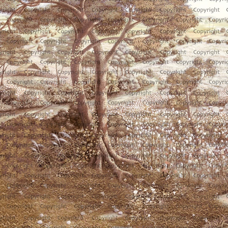 Serene Countryside Blooming Wildflowers Wallpaper Mural - Brown - W:225" x H:118"