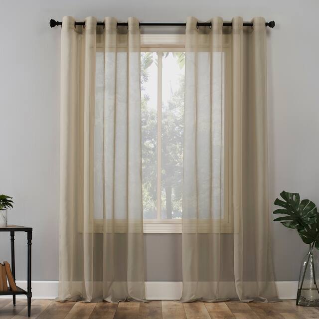 No. 918 Emily Voile Sheer Grommet Curtain Panel- Single Panel - 59x63 - Oatmeal