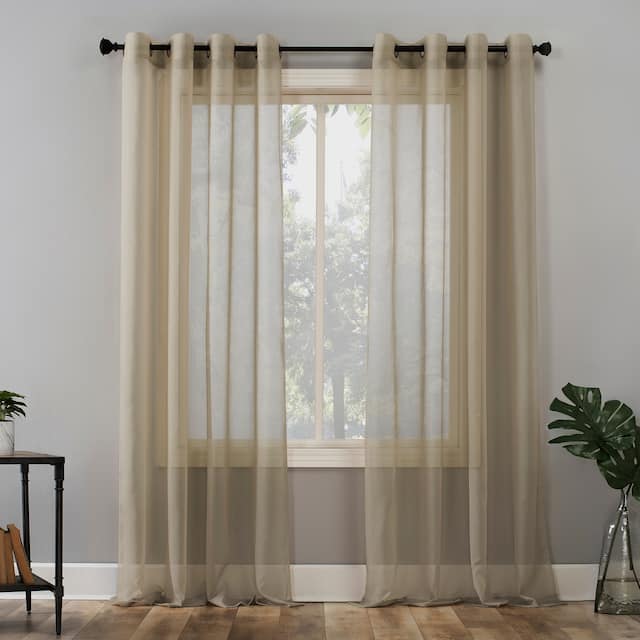 No. 918 Emily Voile Sheer Grommet Curtain Panel, Single Panel - 59x108 - Stone