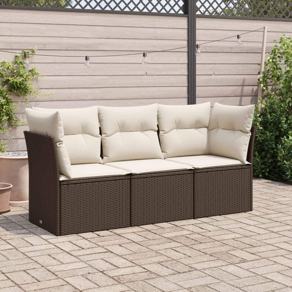 vidaXL Garden Sofa Set Brown PE Rattan Standard Modular - 24.4 x 70.5 x 27.2