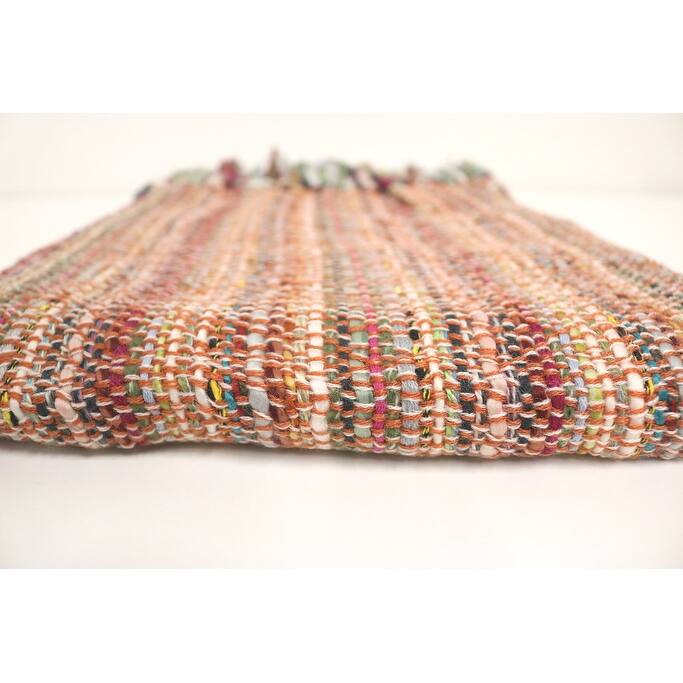 Home&Manor Handcrafted Wool & Cotton Throw Blanket Ember Bloom