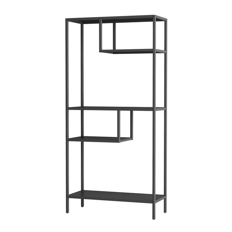 Modern Storage Shelf with 4 Compartments & Metal Legs, Freestanding Organizer,Book Shelves Display Shelves
