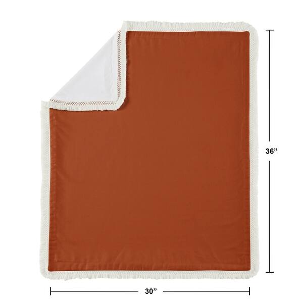Sweet Jojo Designs Orange Boho Bohemian Girl Baby Receiving Security Swaddle Blanket Burnt Rust Ivory Shabby Chic Fringe Cotton