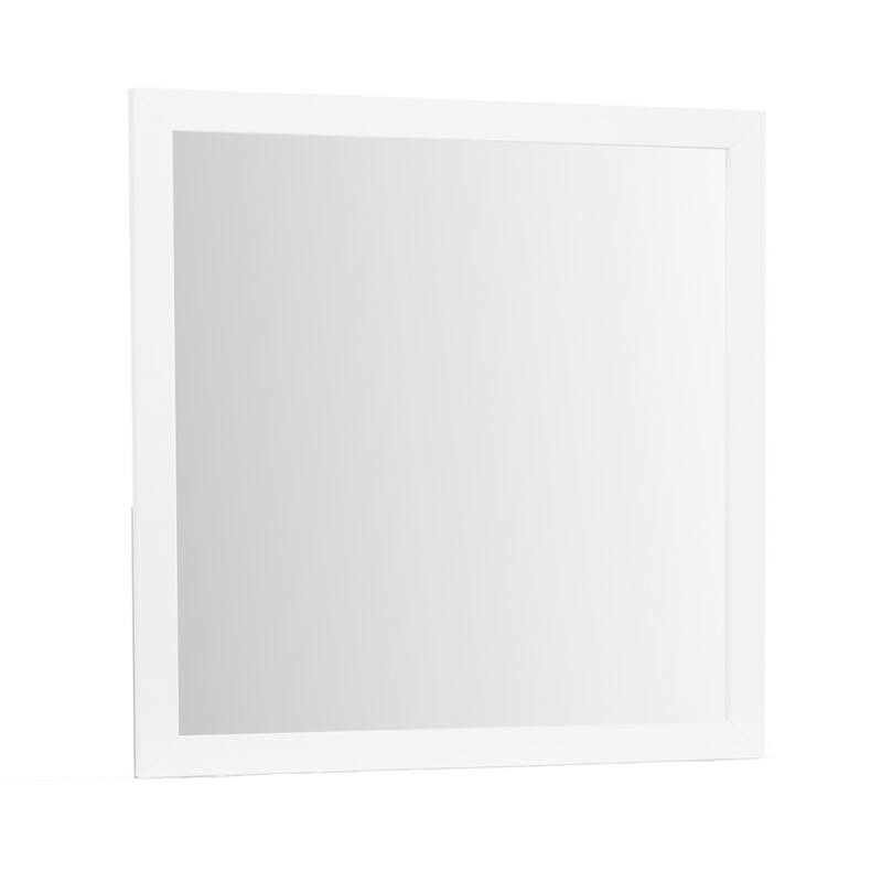 HomeRoots 40" White Wood Square Dresser Mount Framed Mirror - 39.56 in. x 39.56 in. x 0.18 in.