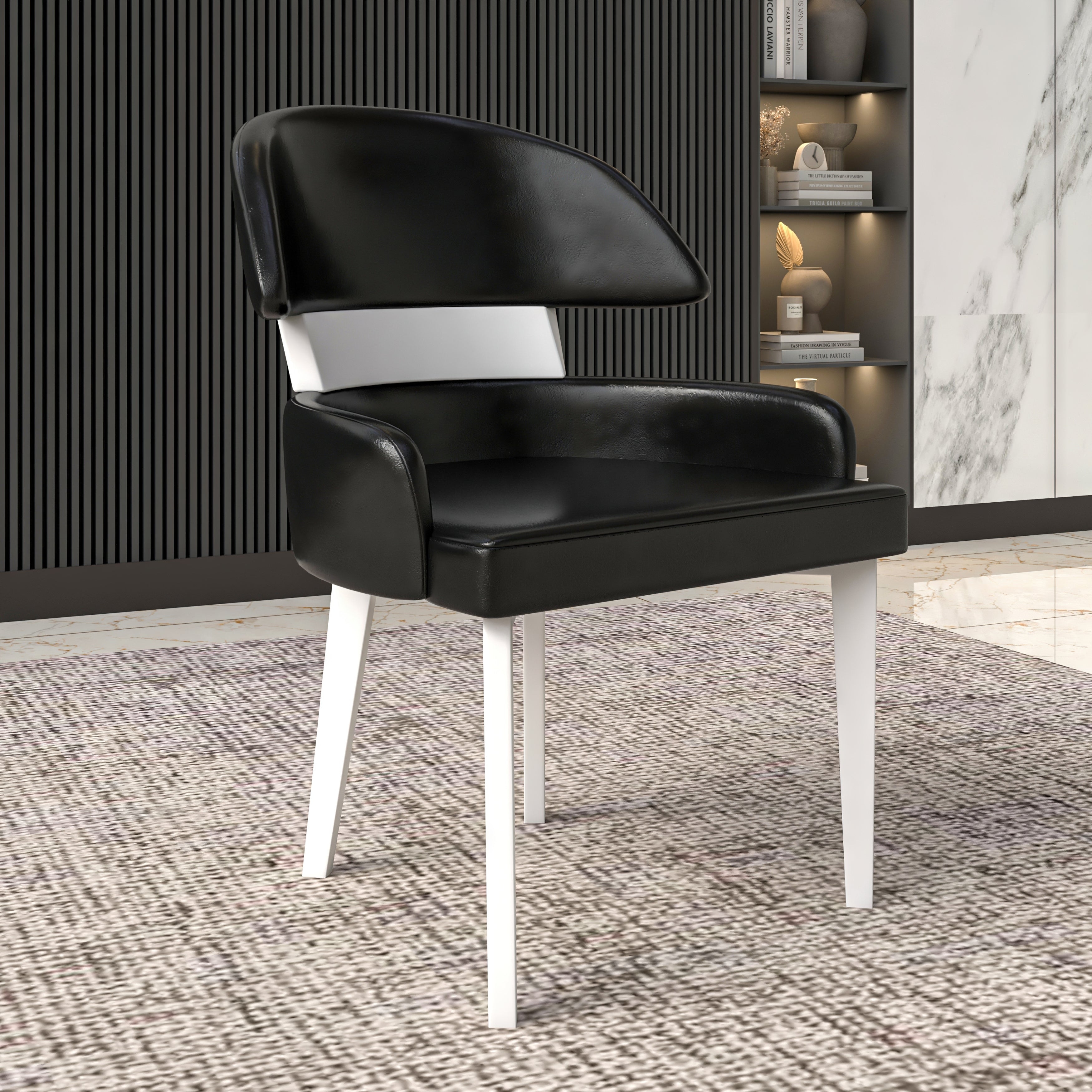 style Dr.CHAIR➕ Leather Dining Chair with a Curved Back in Rubberwood Ethos