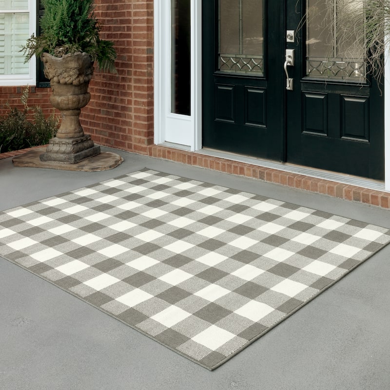 Style Haven Gingham Check Indoor/Outdoor Area Rug.. - On Sale ...