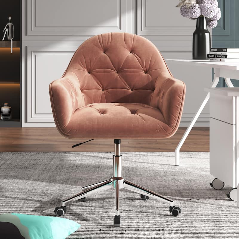 Corvus Hernals Velvet Tufted Adjustable Swivel Home Office Chair