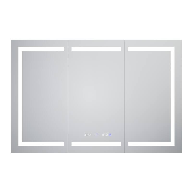 36'' H Recessed or Surface Mounted Bathroom LED Mirror Cabinet With Defogger, Dimmer, 10x magnifying