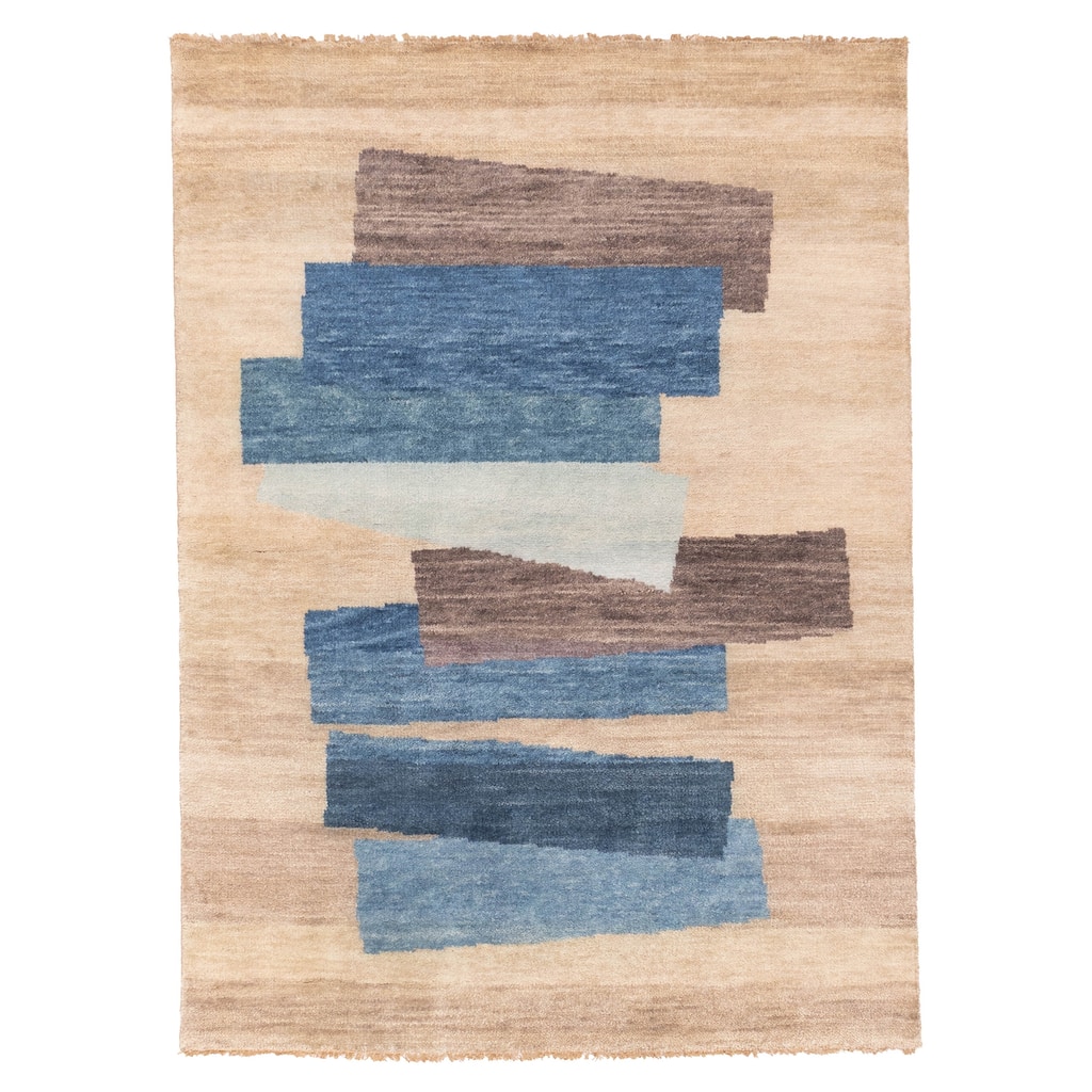 ECARPETGALLERY Hand-knotted Peshawar Ziegler Light Khaki Wool Rug - 4'10 x 6'9