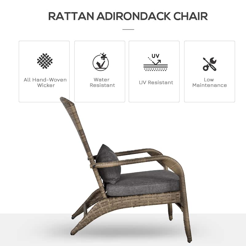 Outsunny Outdoor Classic Rattan Adirondack Chair with Cushion