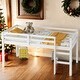 preview thumbnail 18 of 45, Wooden Low Height Twin Size Loft Bed with Ladder,Strengthened Slats White