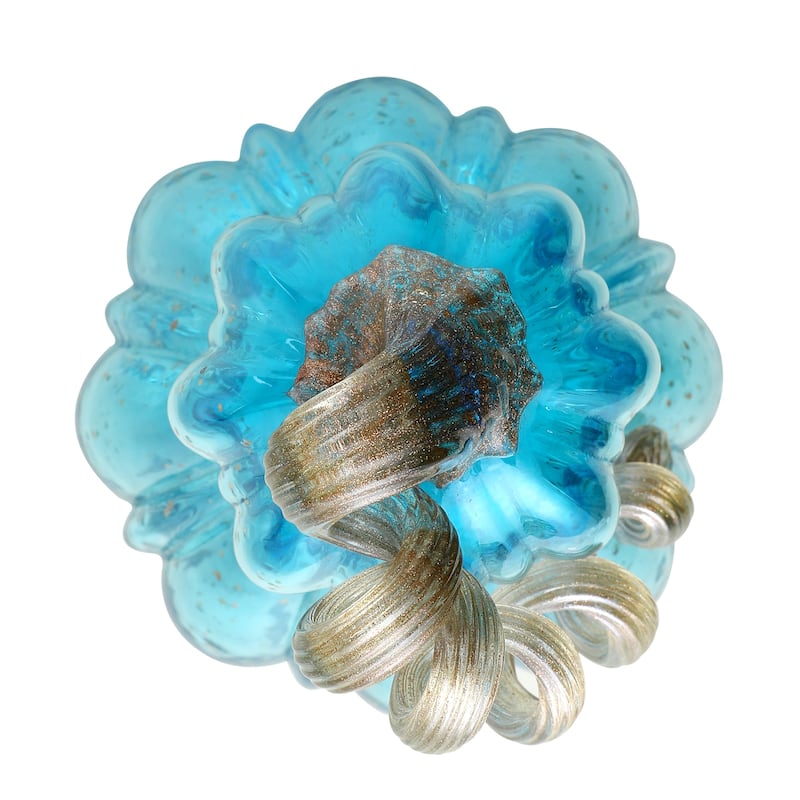 Glitzhome Fall Hand Blown Blue Glass Pumpkin Thanksgiving Table Decor