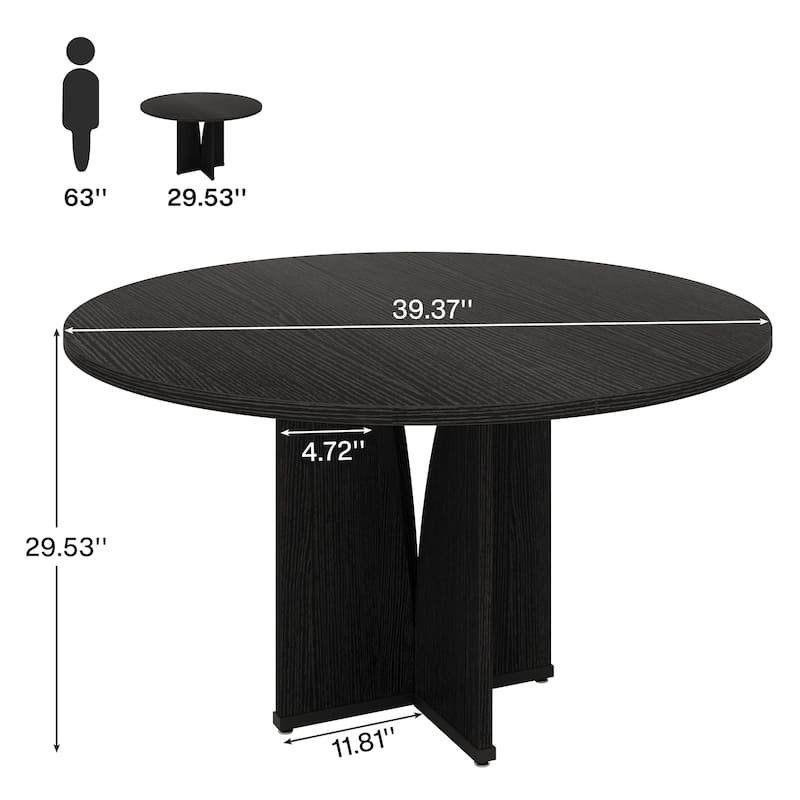 Farmhouse 39.37" Round Wood Kitchen Dining Room Table