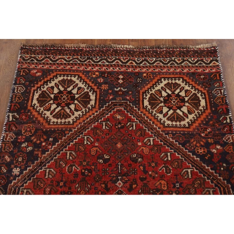 Tribal Geometric Shiraz Persian Vintage Area Rug Handmade Wool Carpet - 3'0"x 5'7"
