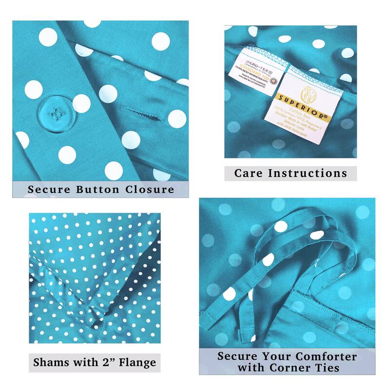 Superior Thread Count 600TC Polka Dot Cotton Blend Duvet Cover Set