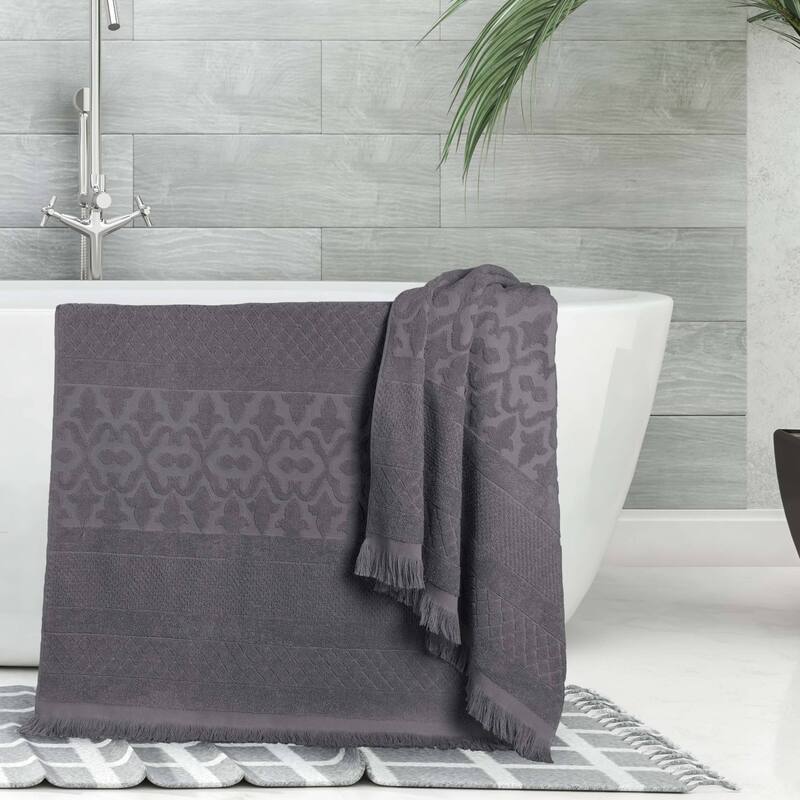 Superior Rolla Cotton Geometric Jacquard Plush Soft Bath Sheet Set of 2