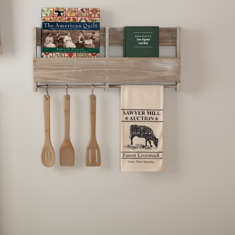 Sawyer Mill Charcoal Cow Muslin Unbleached Natural Tea Towel 19x28 - Tea Towel 28x19 - Single - Tea Towel 28x19 - Antique Creme/Asphalt
