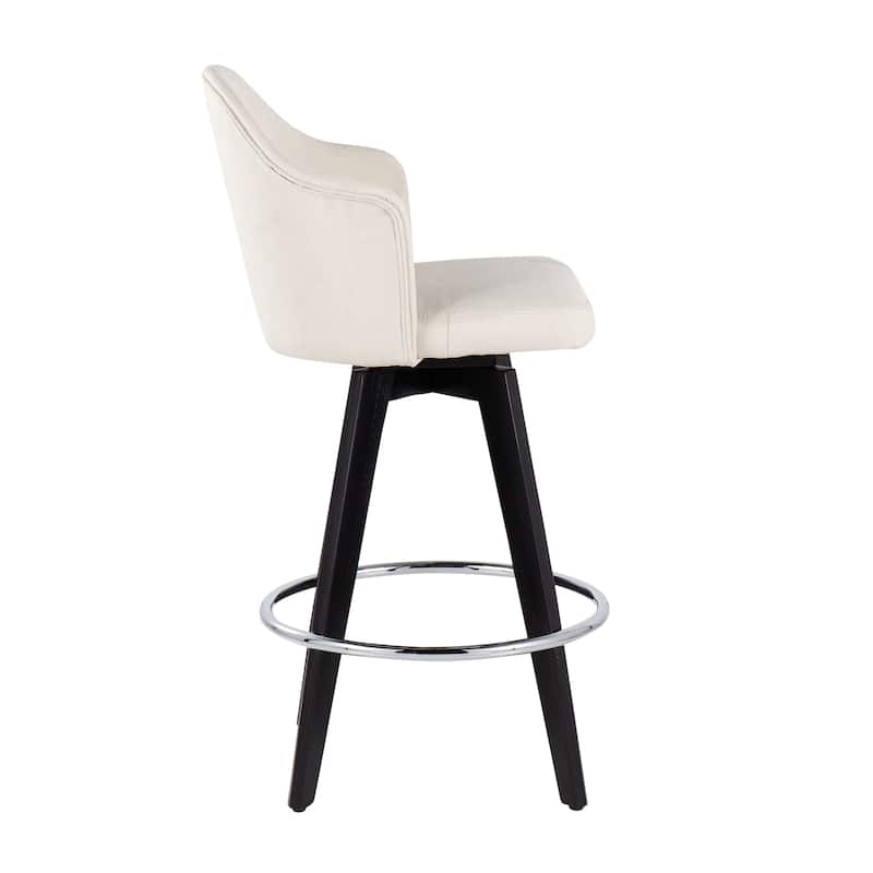 Carson Carrington Valsatra 26" Upholstered Counter Stool with Black Wood Base (Set of 2)