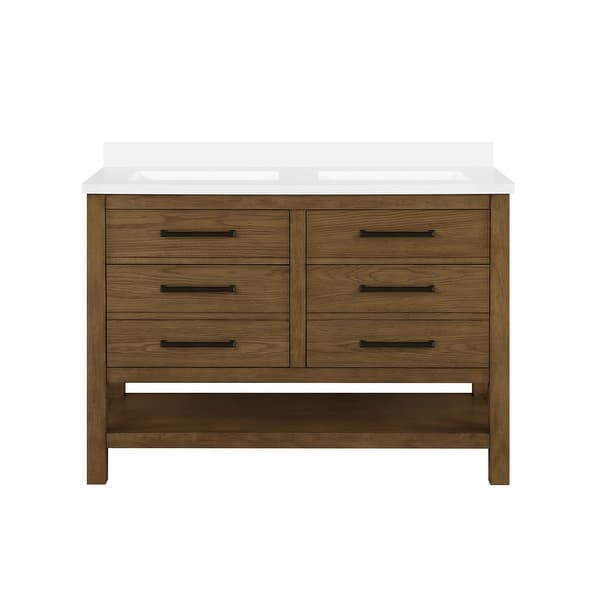 OVE Decors Chase Open Shelf 48 in. Vanity in Rustic Oak and White ...