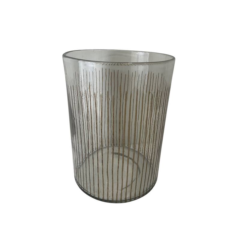 Hand-Etched Glass Tabletop Candle Holder - 10" - Clear