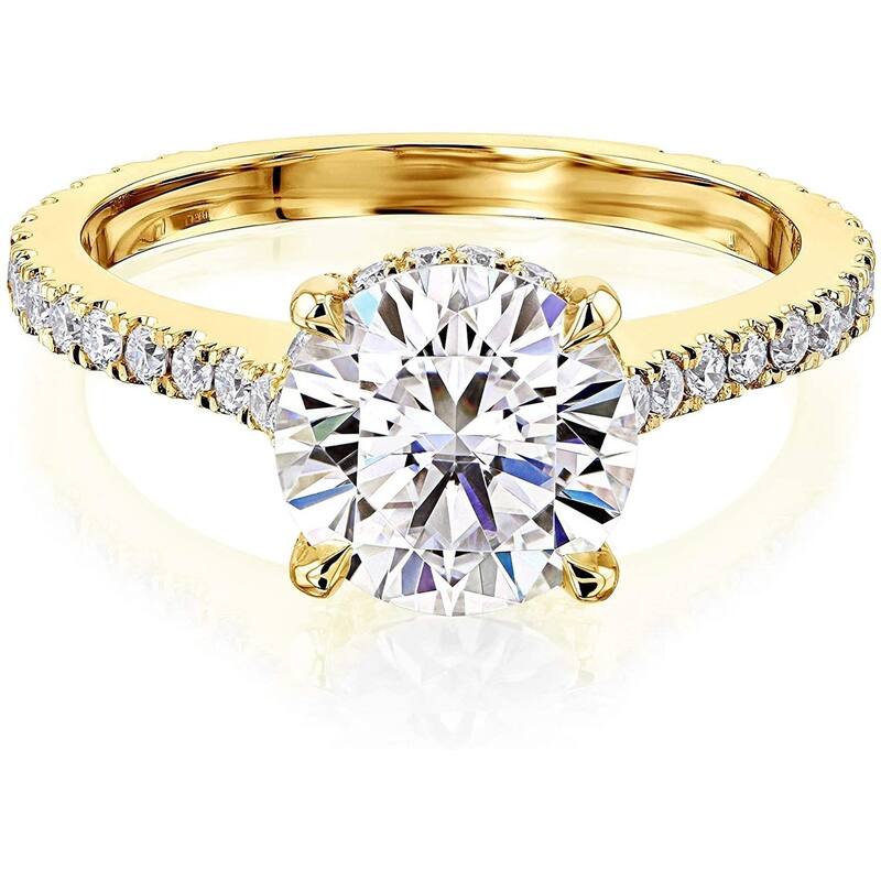 Annello by Kobelli 14K Gold 2ct Round Forever One Moissanite Fancy Hidden Halo (DEF/VS, DEF/VS)
