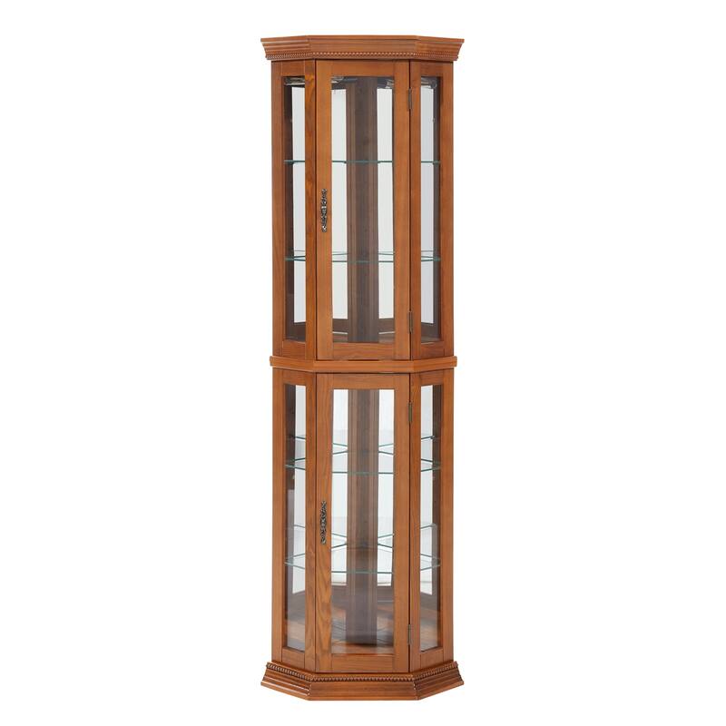 Corner Cabinet Lighted Glass Display Shelf Shelving Bar Cabinet