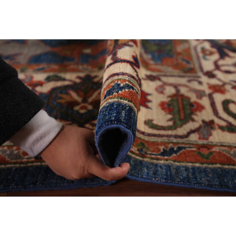 Blue Ziegler Vegetable Dye Area Rug Handmade Wool Carpet - 8'0" x 9'9"
