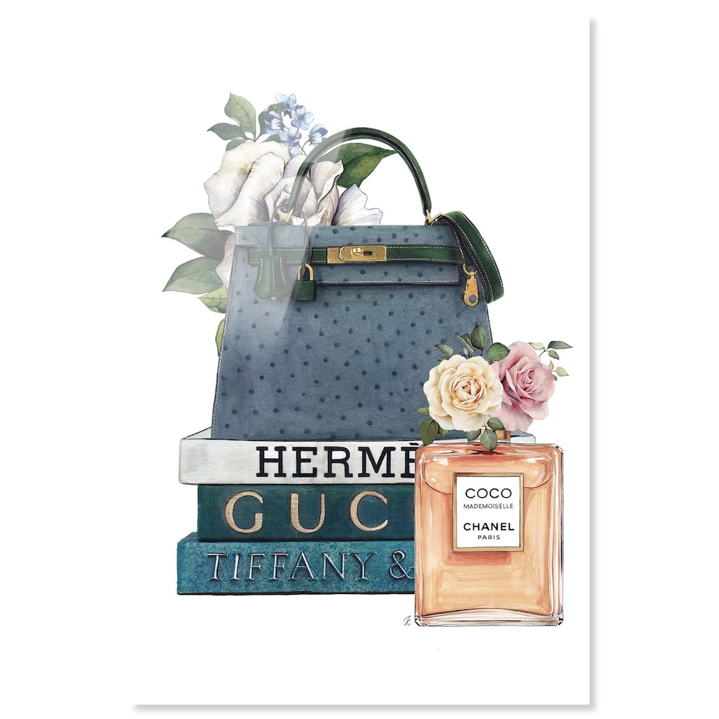 Books and Coco Orange Acrylic by Art Remedy, Ready to Hang