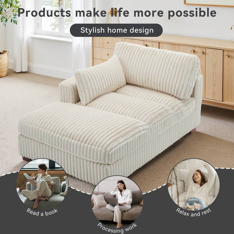 UIXE Upholstered Plush Chaise Lounge Chair For Interior