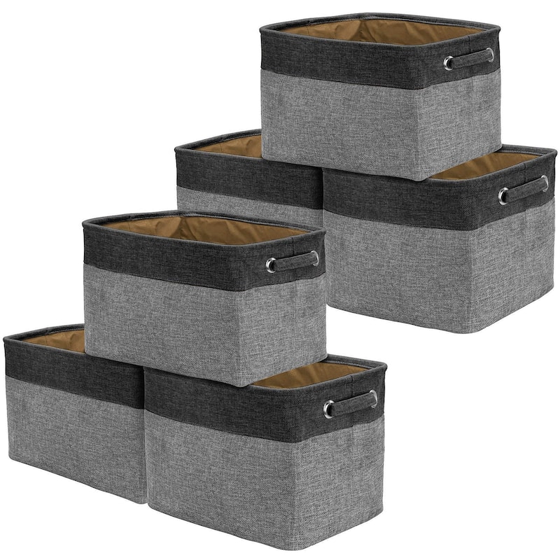 Sorbus Fabric Storage Bins for Shelves 15" Large Sturdy Collapsible Storage Baskets with 2 Handles (6 Pack) - Black