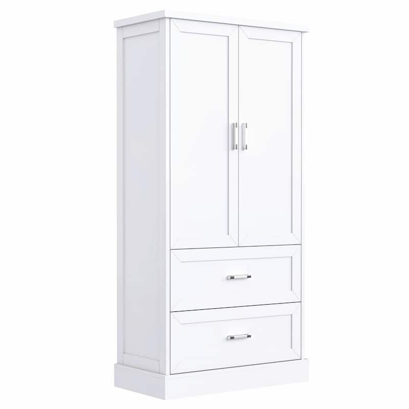 64'' Tall Bathroom Storage Cabinet with Two Doors, Drawers