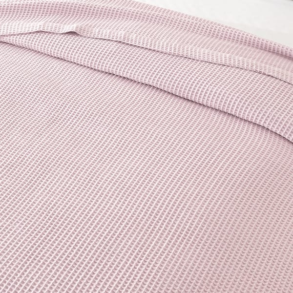 Linery & Co. 100% Cotton All-Season Lightweight Waffle Weave Knit Throw Blanket - Blush Pink - King