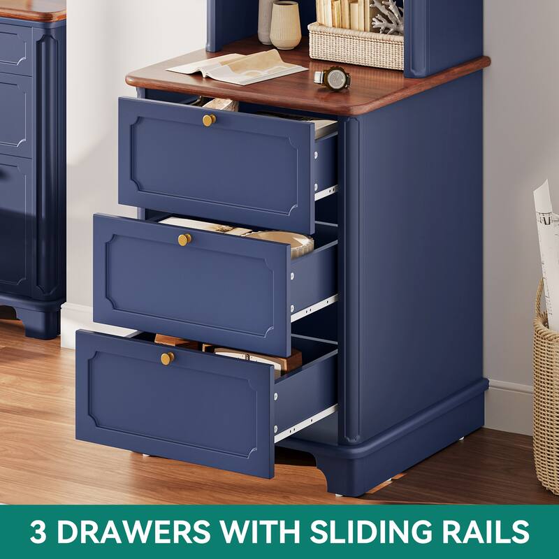 Moasis Farmhouse 71" Bookcase with 3 Drawers, 4 Tiers Open Shelves Bookshelf for Living Room