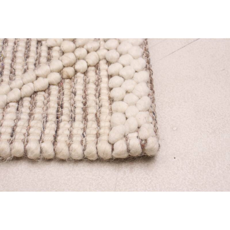 ECARPETGALLERY Braid weave Sienna Cream Wool Rug - 6'0 x 9'0