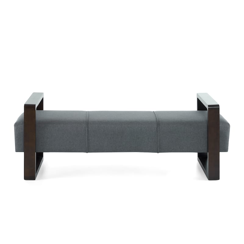 58.75" Stylish Upholstered Bench with Wooden Arms for Living Room