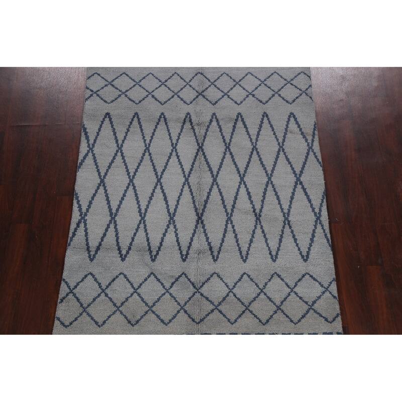Modern Tribal Abstract Oriental Wool Area Rug Handmade Foyer Carpet - 5'1" x 8'3"