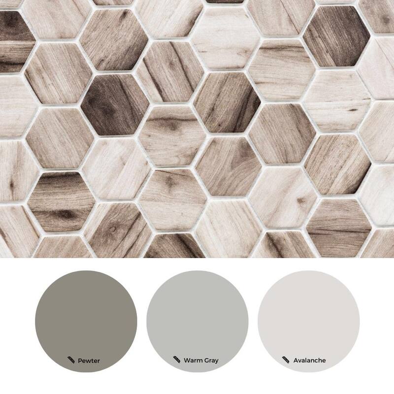 The Tile Life Recycled 1.88x1.88 Beige Hexagon Glass Mosaic Backsplash Wall Tile