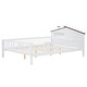 preview thumbnail 11 of 10, Full Wood Platform Bed with House Headboard, LED & Built-in Storage, White