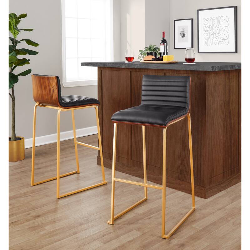 Silver Orchid Magda 30" Fixed-Height Upholstered Bar Stool (Set of 2)
