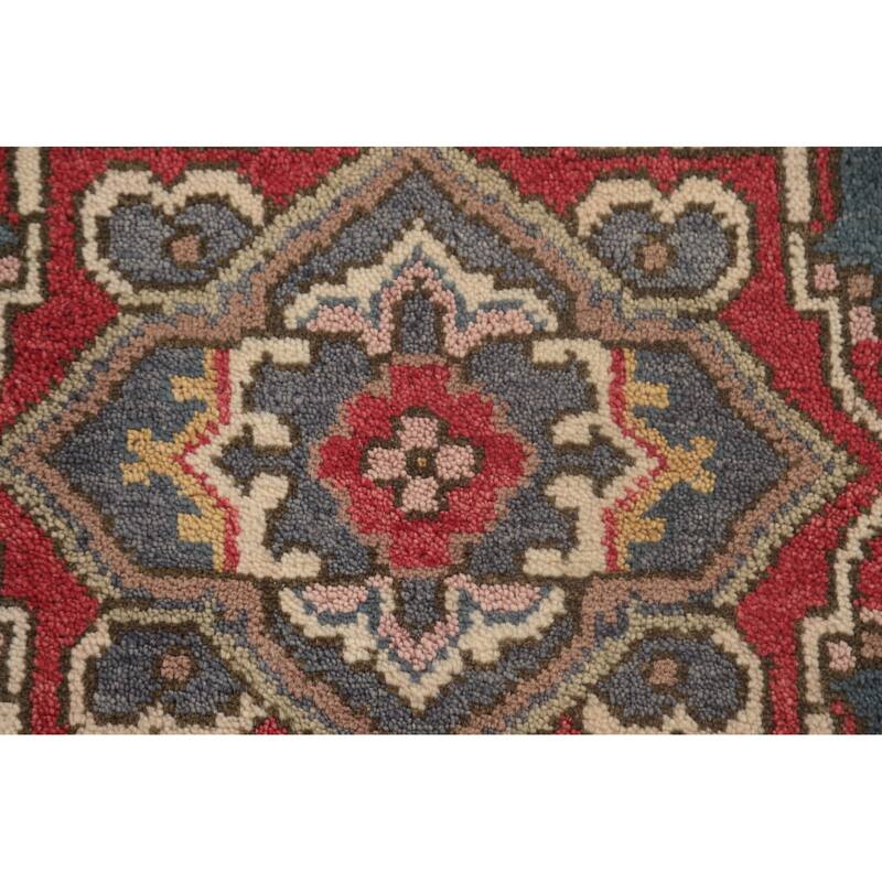 Geometric Heriz-Serapi Oriental Foyer Rug Hand-Knotted Wool Carpet - 3'10" x 5'9"